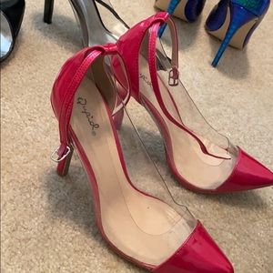 Clear and magenta pump size 10 with anklet strap